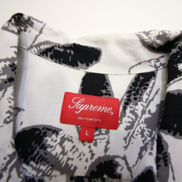 Supreme Daisy Floral Rayon Shirt Mens L Short Sleeve Button 2017 White Black - Picture 6 of 11